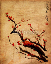 Naklejki Sakura - kwiaty wiśni, malarstwo chińskie