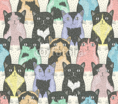 Naklejki Seamless pattern with cute cats for children