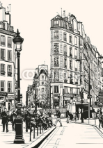 Fototapety Rysunek starego Paryża blisko dzielnicy Saint Denis