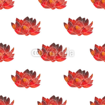 Fototapety Red lotus. Seamless pattern with cosmic or galaxy flowers. Hand