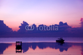 Fototapety Ocean sunset, boat. Indian Ocean