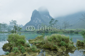 Naklejki Karst mountain landscape in Yangshuo Guilin, China