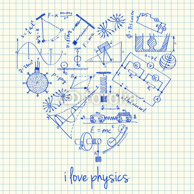 Physics drawings in heart shape