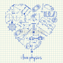 Naklejki Physics drawings in heart shape