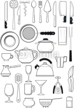 Fototapety set of  kitchen utensils