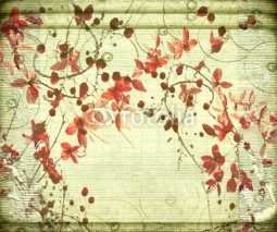 Obrazy i plakaty Antique Flower on Bamboo Background