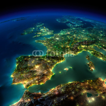 Obrazy i plakaty Rozświetlona Europa nocą zdjęcie satelitarne