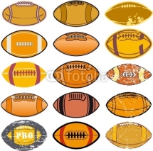 Fototapety American football, set of oval balls