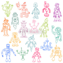 Obrazy i plakaty Robots Hand Drawn Doodle Set - for scrapbook or your design in v
