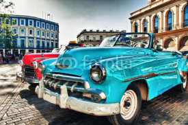 Naklejki Vintage classic american car parked in a street of Old Havana