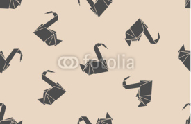 Obrazy i plakaty Seamless pattern japanese paper origami cranes. Can be used for web page backgrounds, surface textures, background on business cards or poster, wallpapers, print on textiles.