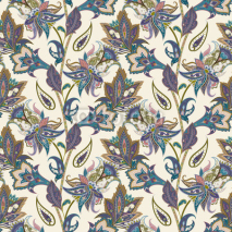 Naklejki Vintage floral and paisley seamless pattern, oriental background