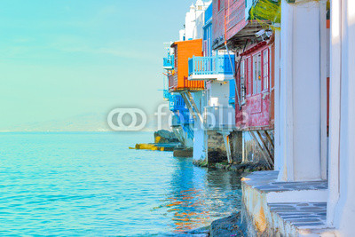 Greece, closeup on little Venice Mykonos capitol