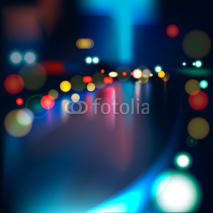 Obrazy i plakaty Blurred Defocused Lights on Rainy City Road at Night