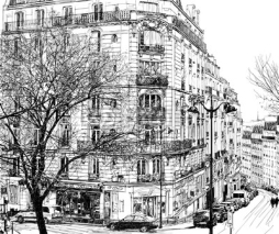 Naklejki Paryż i pierwszy śnieg ilustracja, rysunek