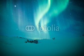 Fototapety Northern lights (Aurora borealis) above snow