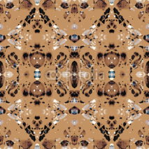 Fototapety Seamless ethnic kaleidoscope pattern. Diagonals and zigzag elements. Natural shades on brown background.