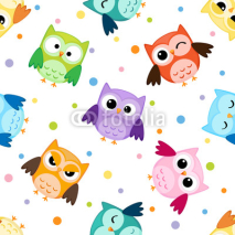 Naklejki Seamless pattern with colorful owls