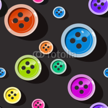 Naklejki Seamless Buttons. Colorful Button Pattern on Dark Background. Suitable for Web Designs or Cover Prints.