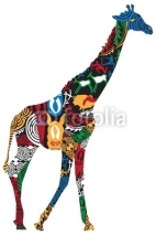 Naklejki Giraffe in the African ethnic patterns