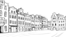 Naklejki old town - illustration sketch