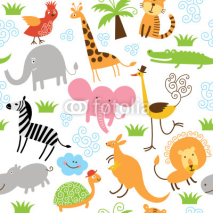 Fototapety seamless pattern with cute animals