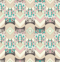 Obrazy i plakaty Cute owl seamless pattern with native elements