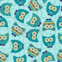 Naklejki Cute seamless pattern wtih funny owls