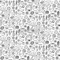 Fototapety Vegetables and fruits Seamless hand drawn pattern