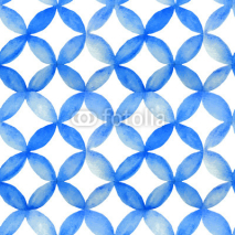 Fototapety Watercolor blue japanese pattern.