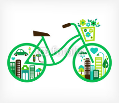 Naklejki bicycle with green city - vector