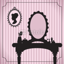 Fototapety Dressing table silhouette with women accessories