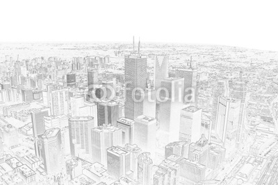 pencil drawing of a toronto city skyline