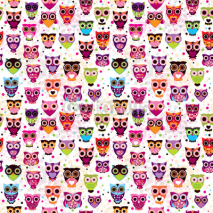 Naklejki Seamless colourfull owl pattern for kids in vector