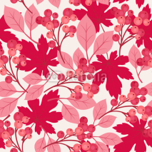 Fototapety Autumn/fall maple leaves and berries seamless pattern