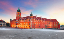 Naklejki Royal Castle and Sigismund Column in Warsaw in a summer day, Pol