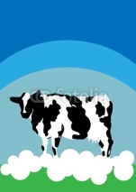 Naklejki Cow background nature animal farm card poster