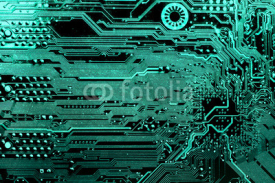 Naklejki Circuit board. Electronic computer hardware technology. Motherboard digital chip. Tech science background. Integrated communication processor. Information engineering component.