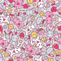 Fototapety Seamless kawaii child pattern with cute doodles.