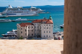Naklejki Coast and ports of Split City, Croatia 
