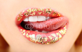Naklejki Beautiful female lips, close up