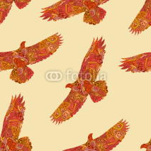 Fototapety Seamless decorative tribal pattern with eagles. Vector illustrat