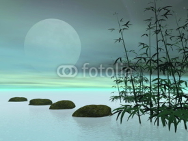 Fototapety Asian steps to the moon - 3D render