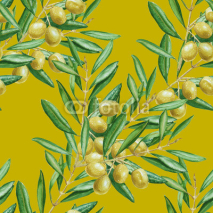 Obrazy i plakaty Background olive branch. seamless pattern. watercolor illustrati