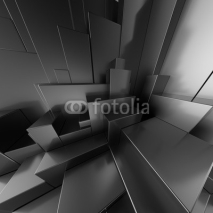 Fototapety 3d modern abstract black background, urban blocks