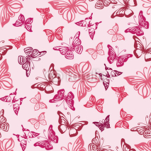 Naklejki Seamless  pattern with silhouettes of  butterflies