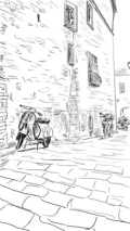 Naklejki Street in Tuscany -sketch  illustration