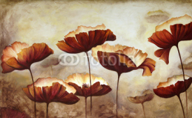 Fototapety Painting poppies canvas