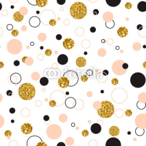 Naklejki Vector illustration o of Universal Modern Stylish seamless Template with Golden Geometrical Glitter Dots. Creative Wedding, Anniversary, Birthday, Valentines Day, Party Invitations background.
