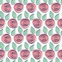 Obrazy i plakaty Floral wallpaper with cute flowers and leaves. Seamless vector pattern.